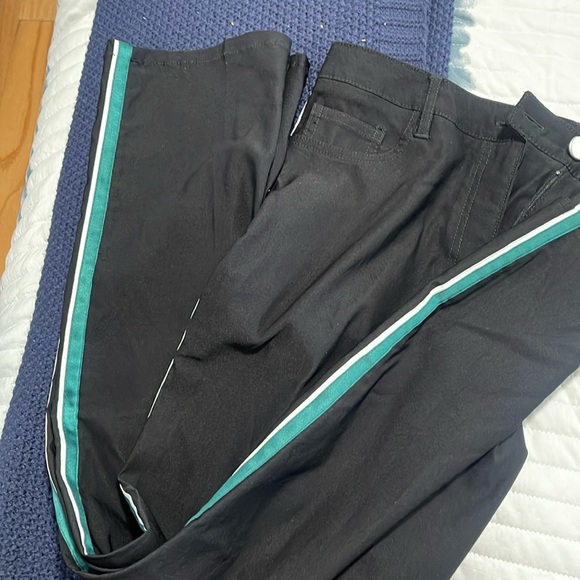 NWT Zac & Rachel black pants with Green and white trim on sides - Picture 4 of 5